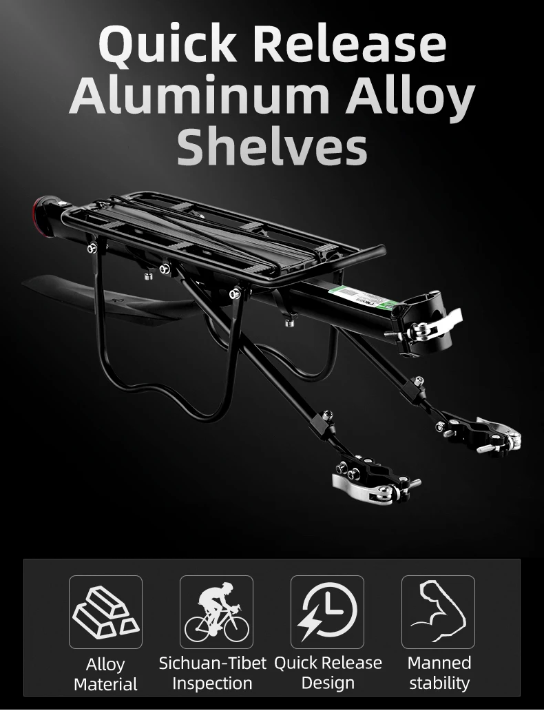 ROCKBROS Bike Rack Quick Release High Strength Aluminum Alloy Shelves Rear Rack MTB Road Bike Carry Holder Luggage Bicycle Rack