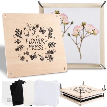 Kit per pressa per fiori Kit per pressa per foglie di fiori professionale in legno Kit per la conservazione delle piante di fiori pressati fai-da-te Strumenti per pressa per fiori riutilizzabili