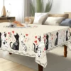 Cat and Love Tablecloth, Embossed Edge Design, Kitchen, Picnics, Indoor/Outdoor Decor, Ideal Gift for Cat Lovers, Cat Decor 1