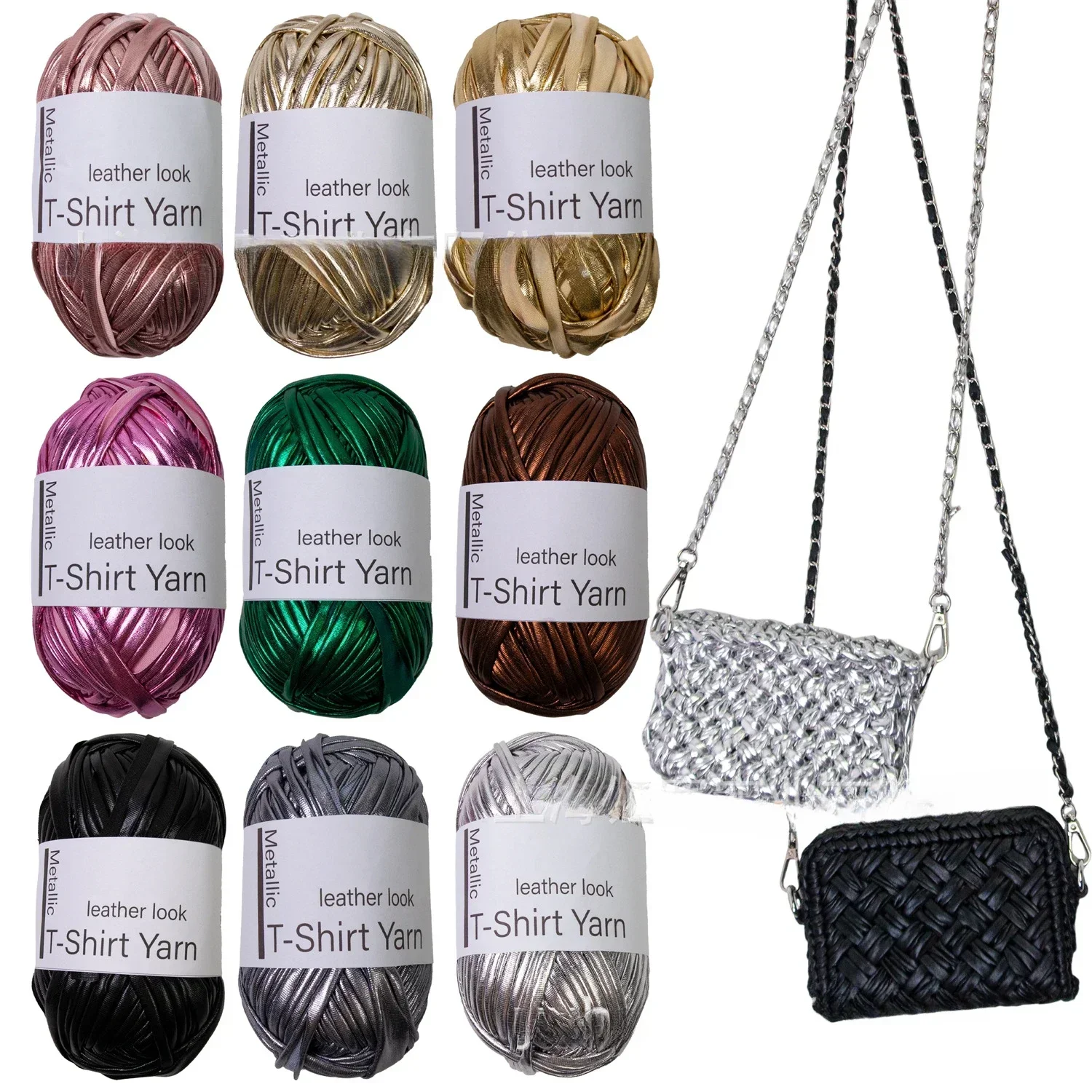 Metallic T-shirt yarn Metallic gloss cloth line DIY hand-woven wool ball 4