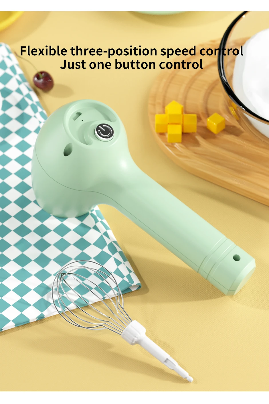 Description Picture 5 of itemWireless Portable Electric Food Mixer Automatic Whisk Dough Egg Beater Baking Cake Cream Whipper Kitchen Tool