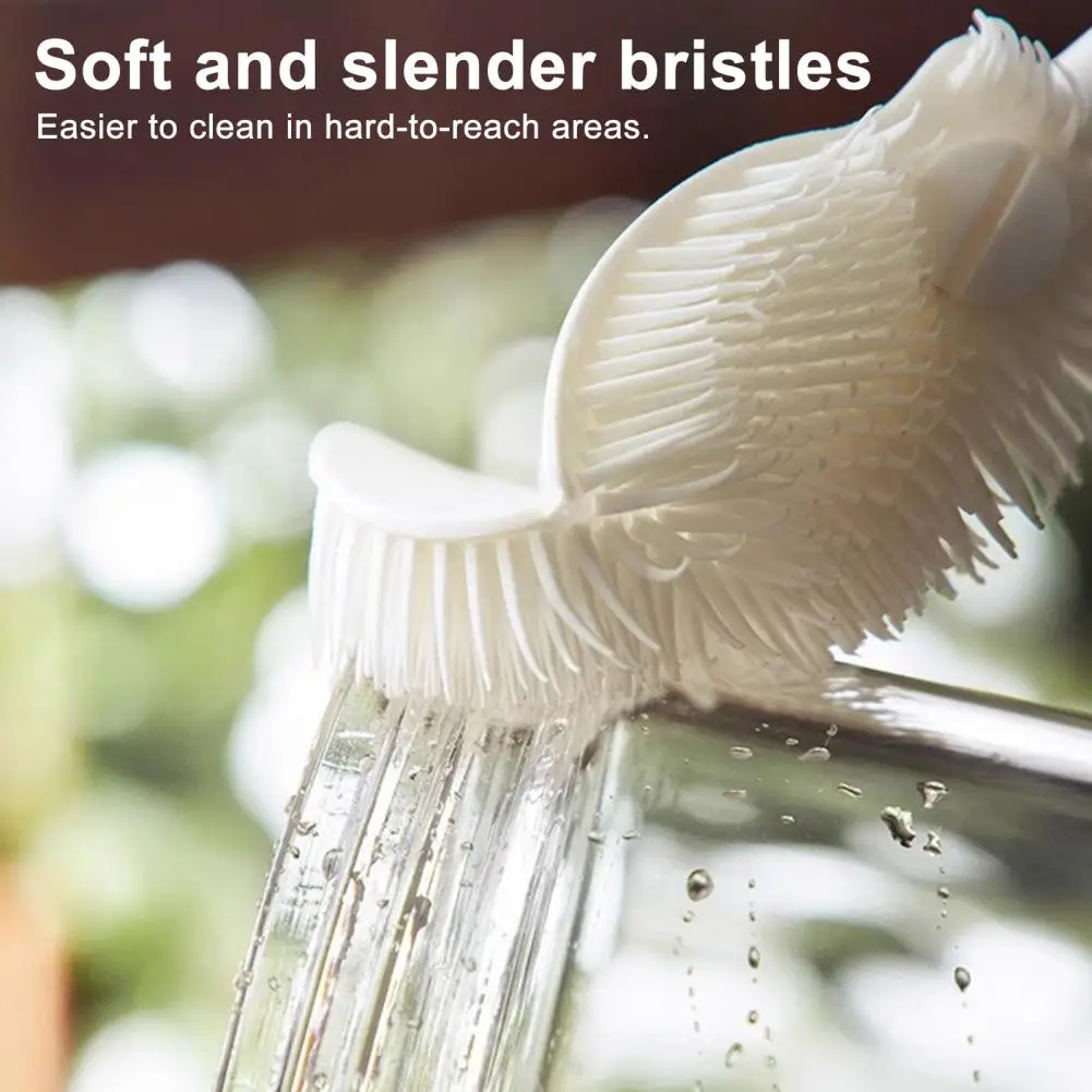 5Pcs 29cm 360 Degree Flexible Silicone Bottle Brush With Long Handle Soft Bristle Cup Brush 360 Degree Rotating Cleaning Brush