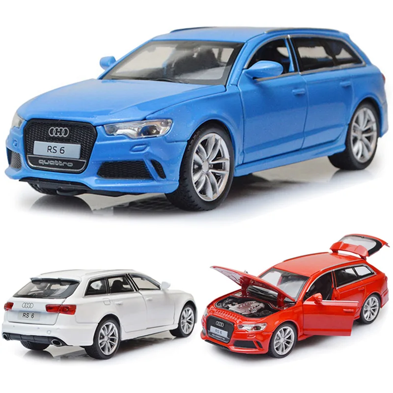 1/32 Audi RS6 Quattro Model Car Diecast Toy Vehicle Collection Sound Red Gift 