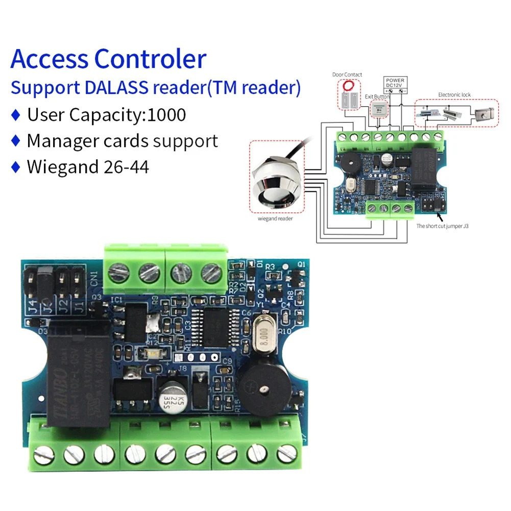 HOTA72T 12V 액세스 컨트롤러(자기 잠금 게이트 출입 시스템 포함) 터치 메모리 DALAS TM 리더 PCB 액세스 제어 보드
