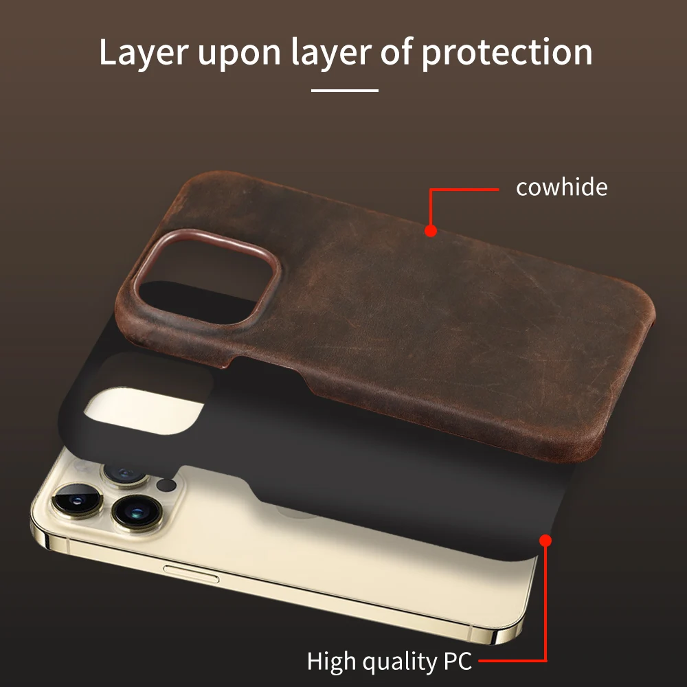 LANGSIDI Original Leather Phone Case for iPhone 15 pro Luxury Vintage Cover for iPhone 15 14 13 Pro Max 13 Pro Max 15Pro Max