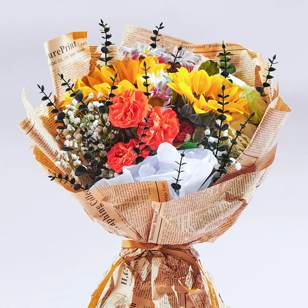 10 Pcs Black Artificial Eucalyptus Stems