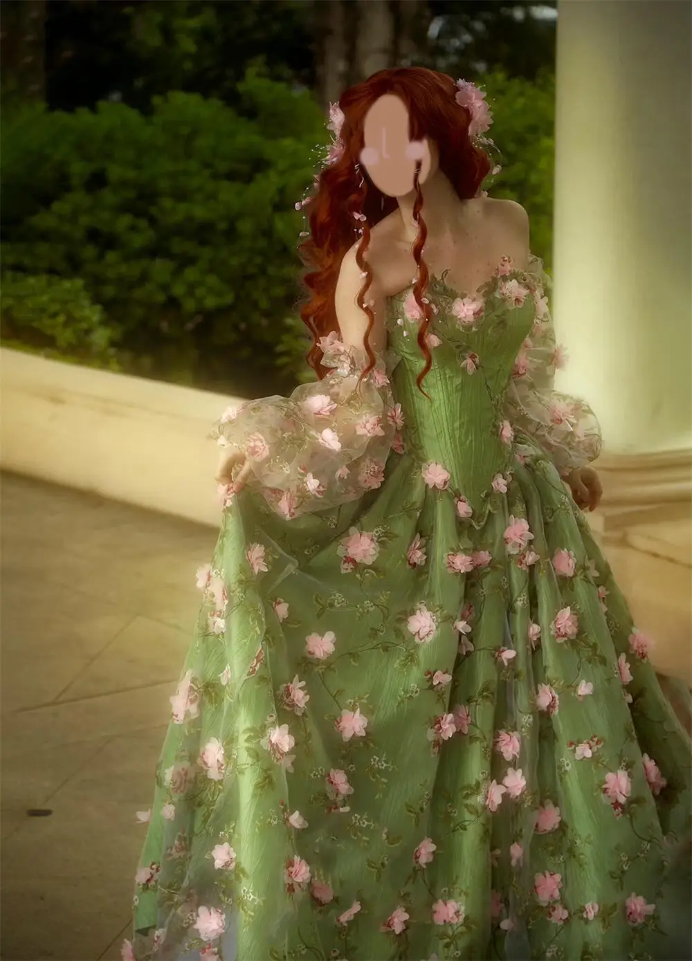 slim fit dress slacks Gothic Forest Green Ball Gown with Textured Ruffle Accents main image 0