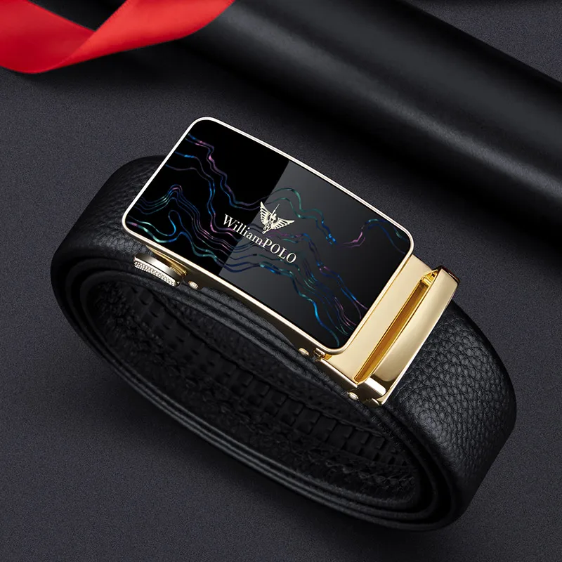 Men's genuine leather business belt automatic buckle high-end belt casual fashion belt