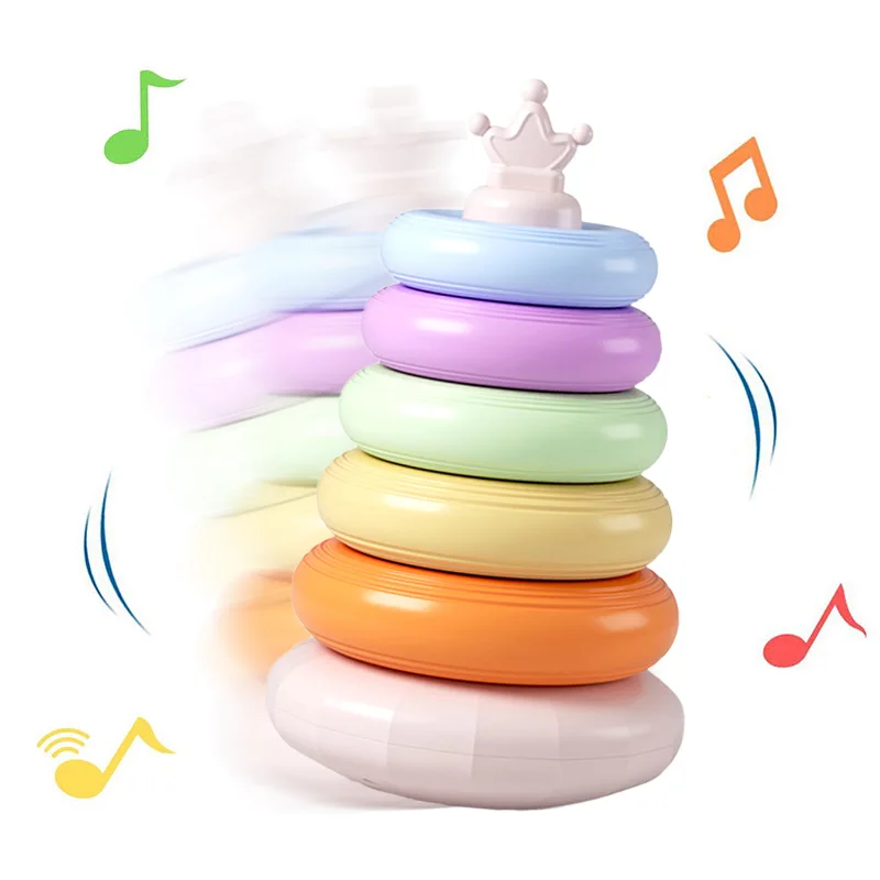 

Baby Stacking Ring Toys Toddlers Montessori Educational Sensory Toy for 1-3Y STEM Learning Toy with Sounds Boys Grils Gifts