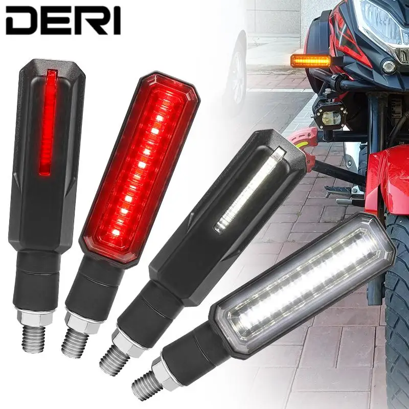 

Dual Color LED Turn Signal Light DRL Indicators Motorbike Stop Lamp Dymanic Flowing Front Rear Side Marker Bulbs 12V Universal