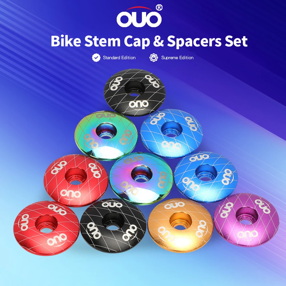 OUO MTB Bicycle Stem Top Cap Headset Cover Spacers Kit Front Fork Ring Spacer