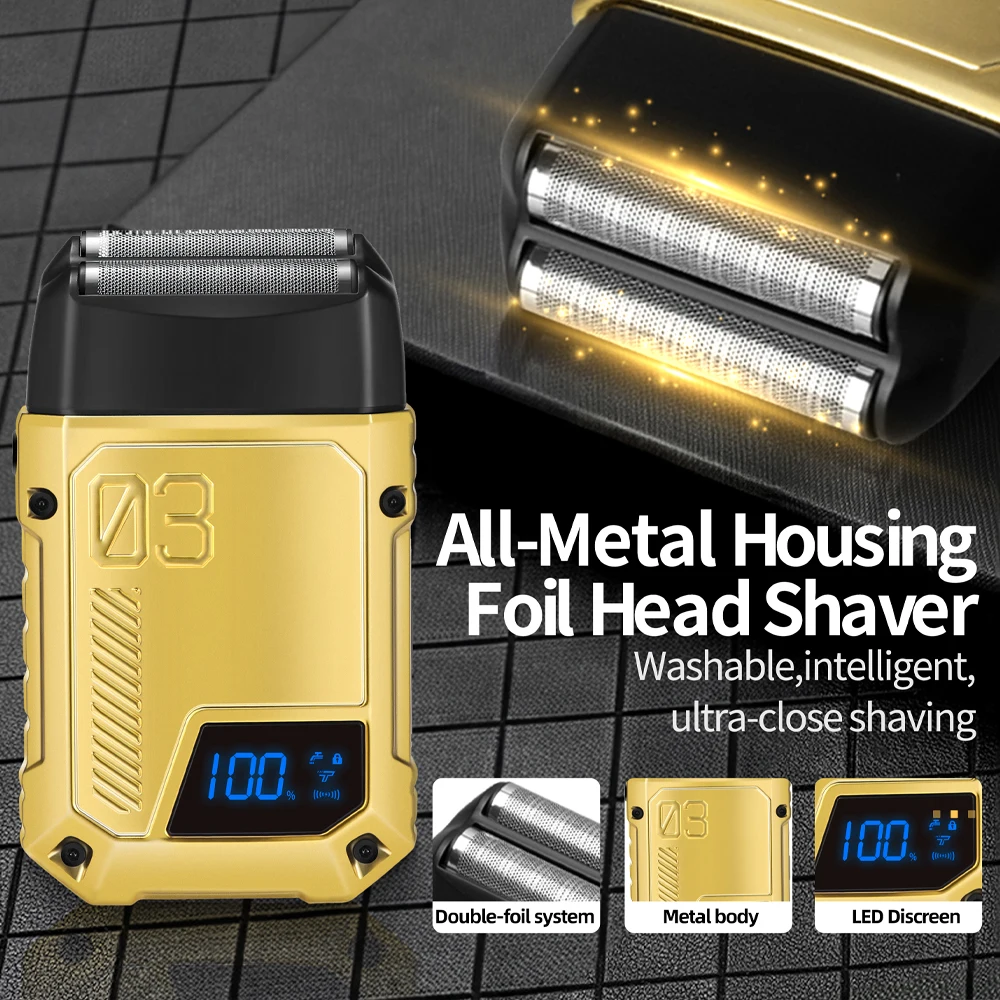 WAIKIL Professional Men's Electric Hair Clipper Three In One Shaver Oil Head Electric Push Shear USB Rechargeable Carving Shear 4