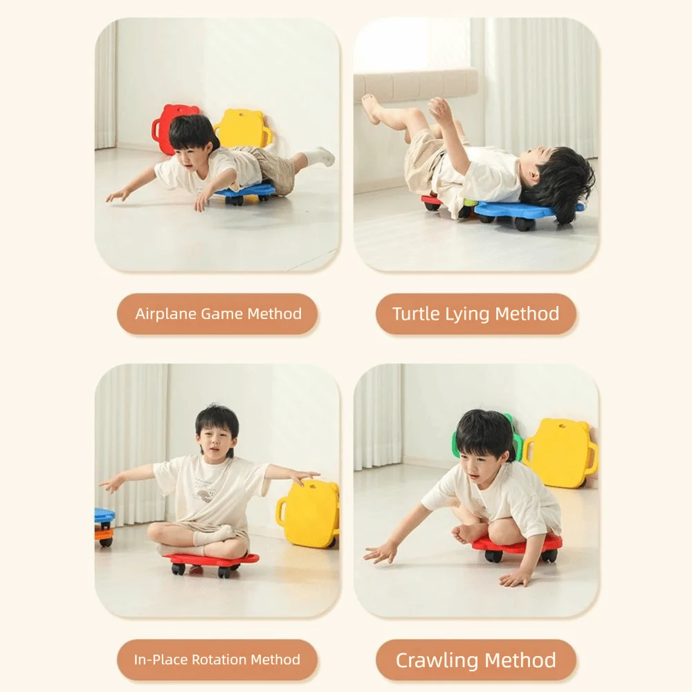 Mute Design Children 4-Wheeled Scooter Wear-resistant Creativity Montessori Sensory Toys Safe with Handles Motor Skills Scooter