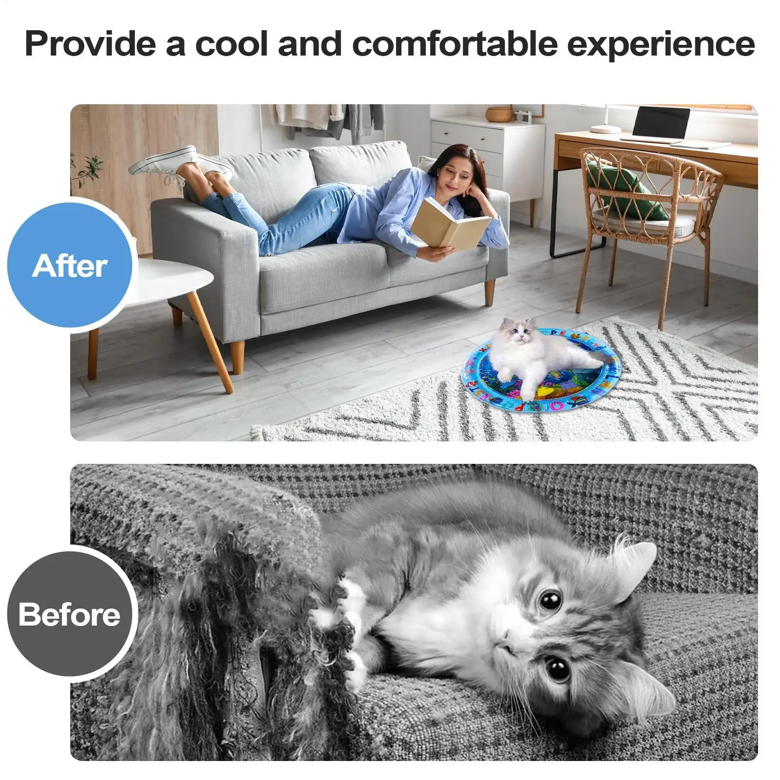 2025 New Thickened Cat  Water Mat Pet Cat Water Bed Game Mat Cool and Comfortable Water Sensory Game Mat for Pets and Children