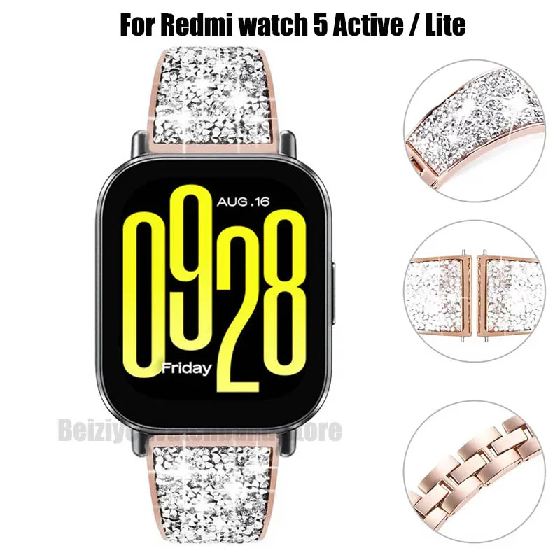 Elegant Bling Metal Watchband Bracelet - 22mm Strap