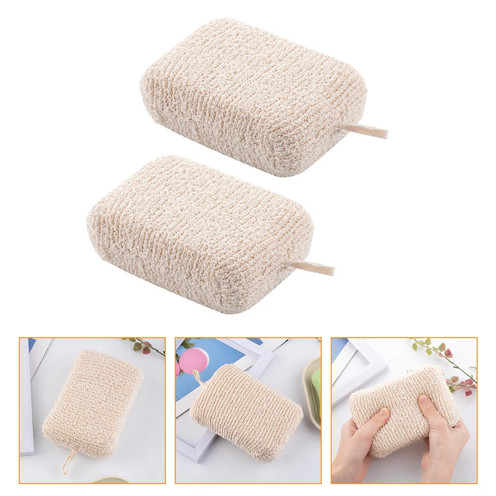 

2Pcs Exfoliating Bath Sponges Cleaning Sponges Shower Body Scrubbers (Beige)
