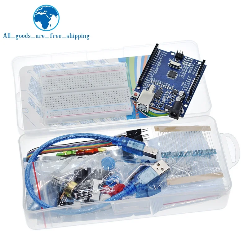 TZT Basic Starter Kit for Arduino Uno Set R3 DIY Kit – R3 Board / Breadboard + Retail Box