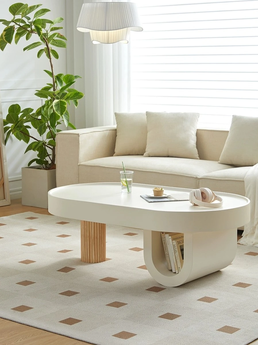 

Modern And Simple White Nordic Solid Wood Coffee Table Living Room Oval Low Tables Wooden Coffee Table Stolik Kawowy Furnitures