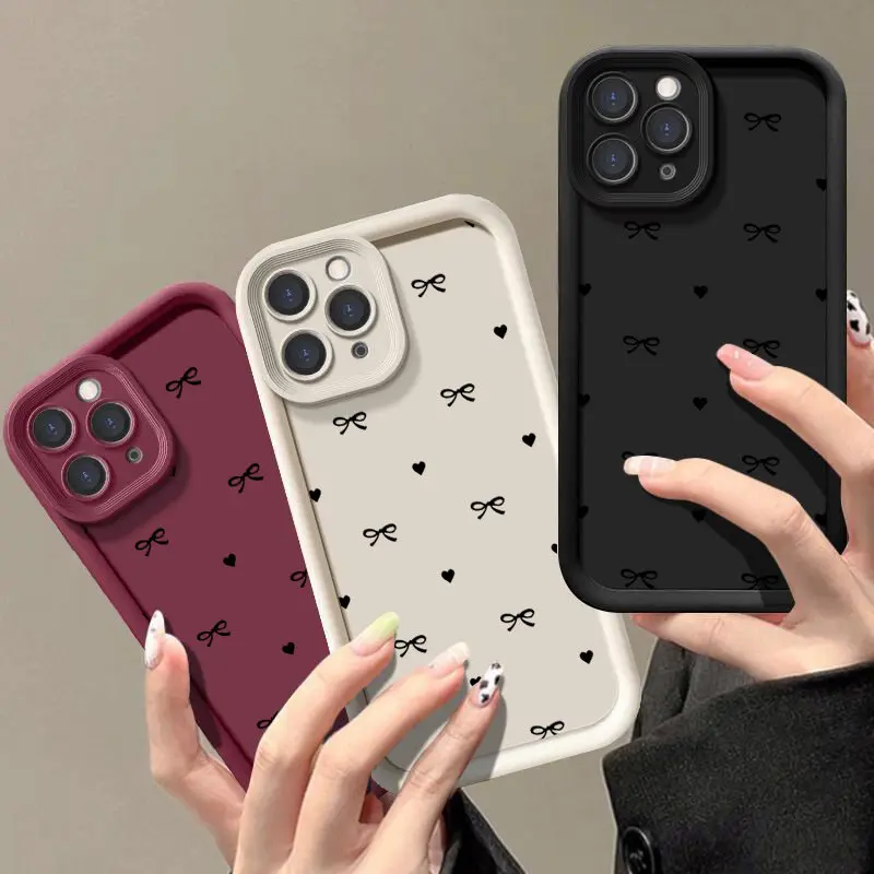 Chic Black Bow Soft Phone Case – Stylish Protective Cover