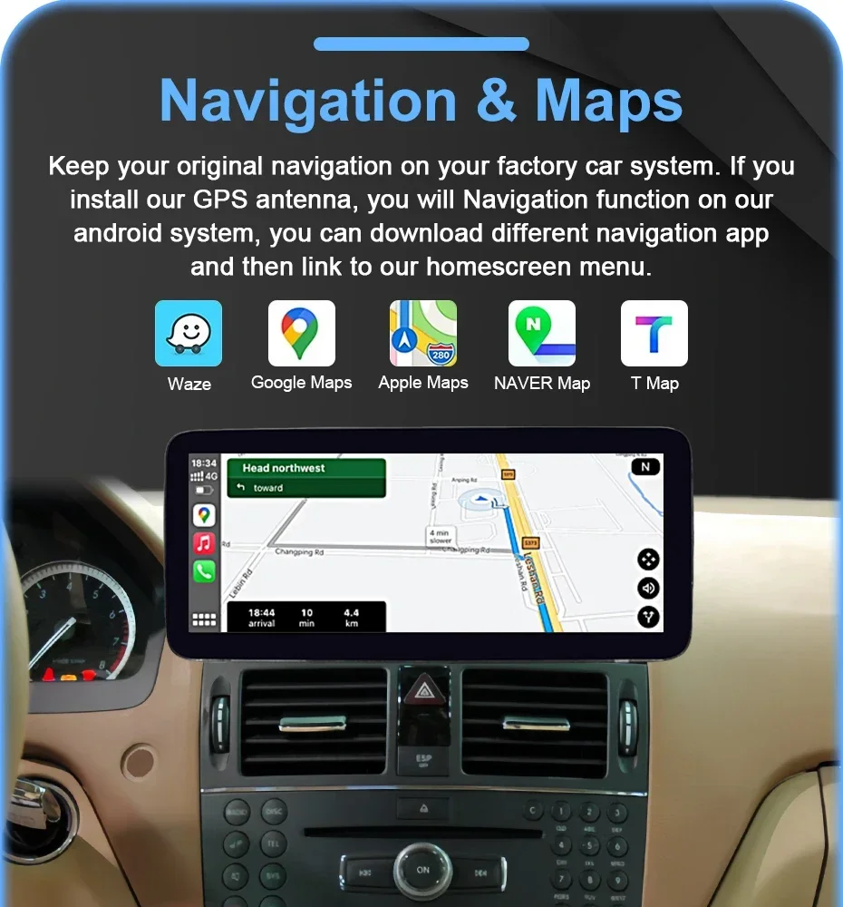1920*720P Linux Android Auto Drahtlose CarPlay Auto Radio Touchscreen Für Mercedes Benz C Klasse W204 S204 2007-2010 NTG 4,0 2 DIN – Detail 12
