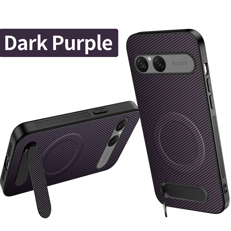 Carbon Fiber Texture PU Leather Magnetic Case with Fold Bracket and Full Camera Protection