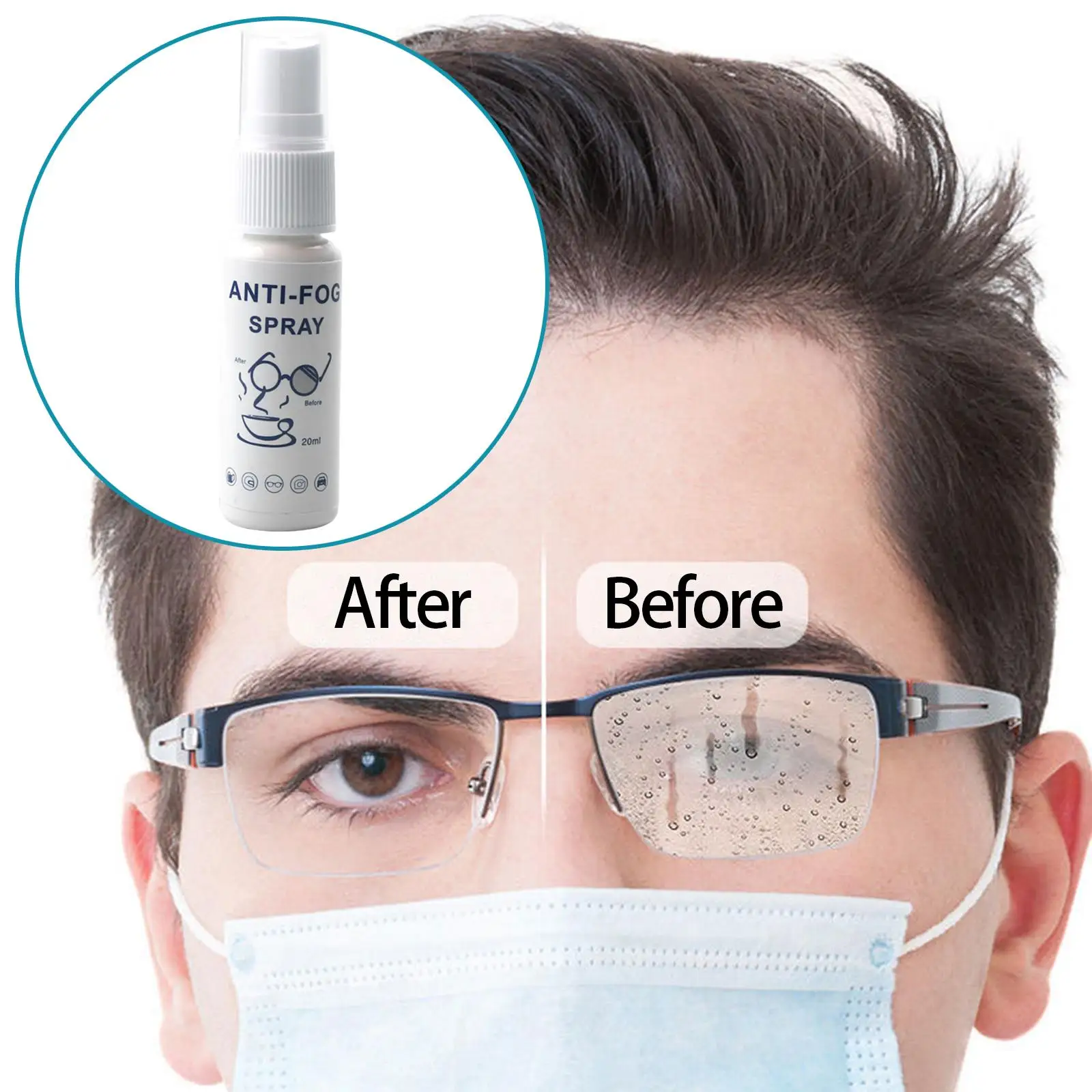 

Anti Fog Spray Prevents Fog 20ml Portable Multi Use Eyeglass Lens Cleaner Glasses Defogger for Swim Goggles Mirrors Windows