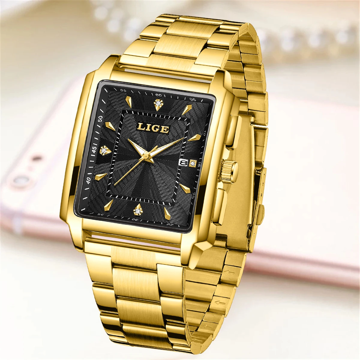 LIGE Fashion Women Watches Top Luxury Creative Steel Dress Bracelet Wristwatches Ladies Square Waterproof Watch Relogio Feminino