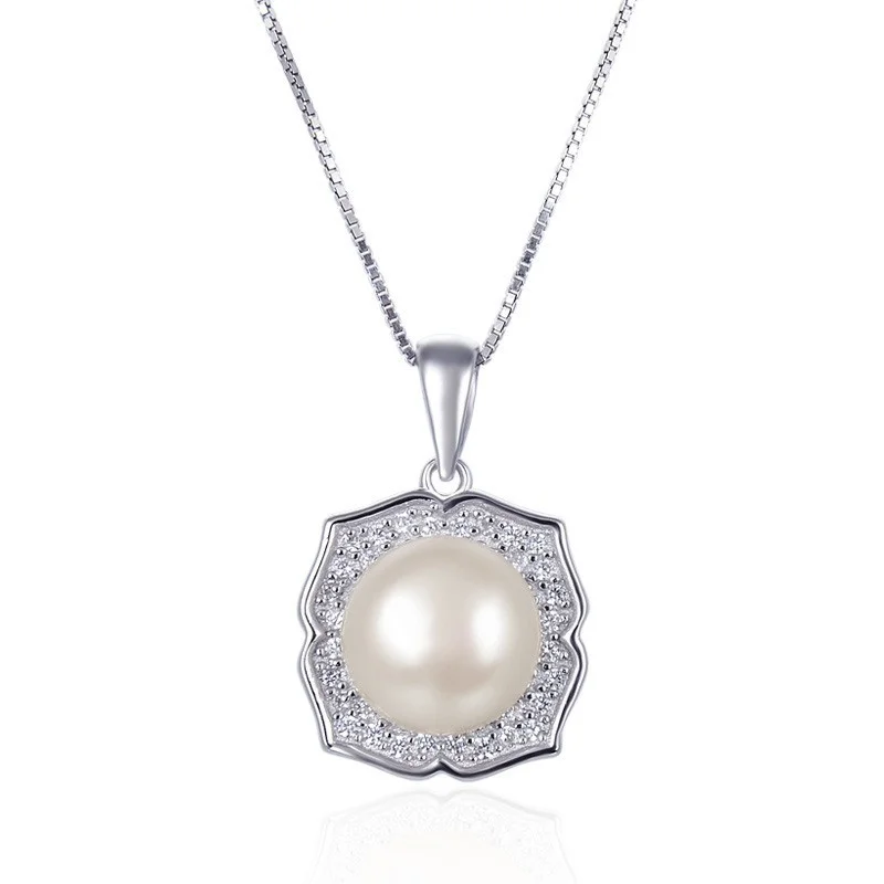 

Lefei Jewelry s925 Silver Fashion Trendy Elegant Luxury Diamond-set Square Pearl Pendant Necklaces For Women Party Wedding Gifts