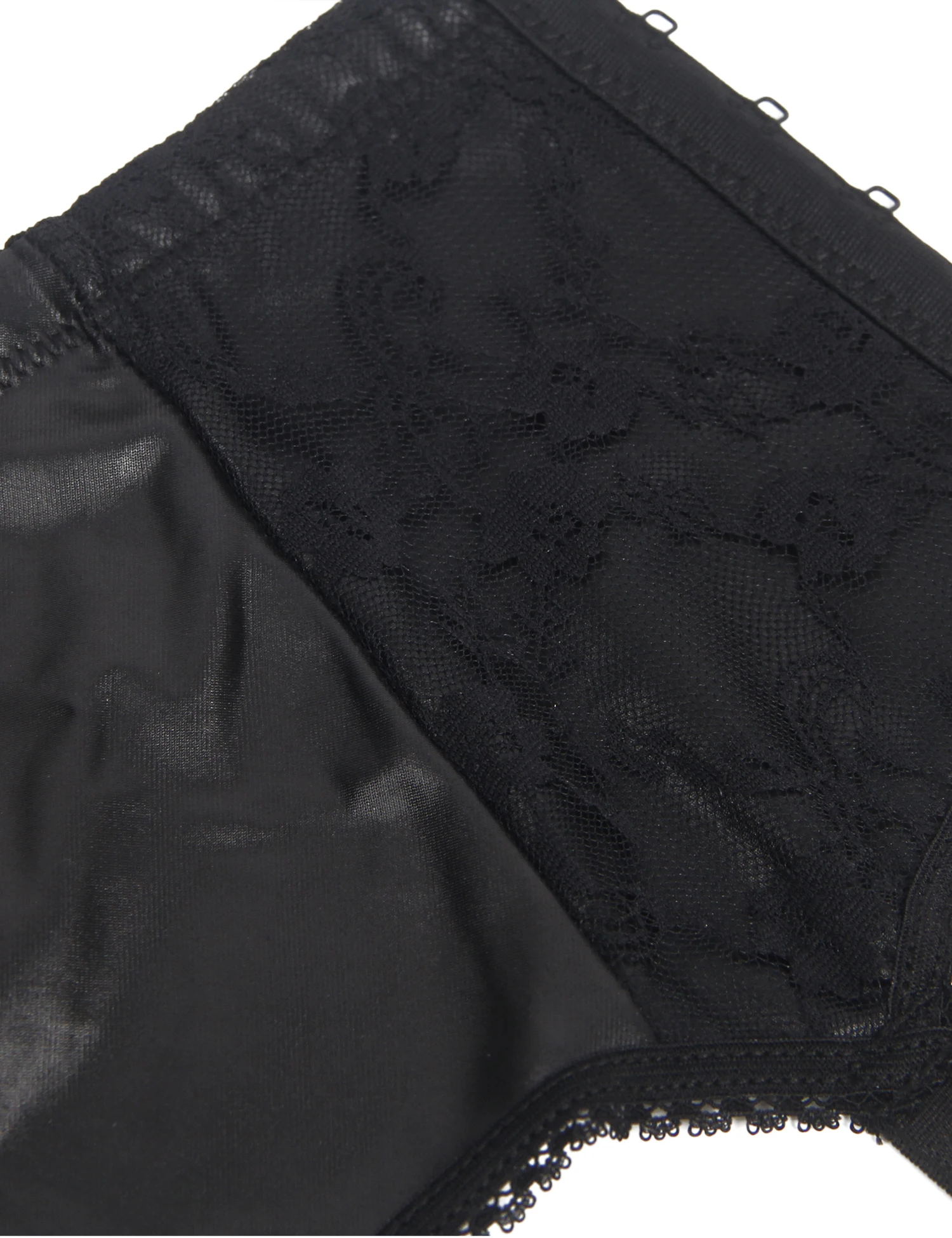 Liguero Sexy de piel sintética negra + Liga de encaje, lencería, medias elásticas de cintura alta, ropa interior para mujer