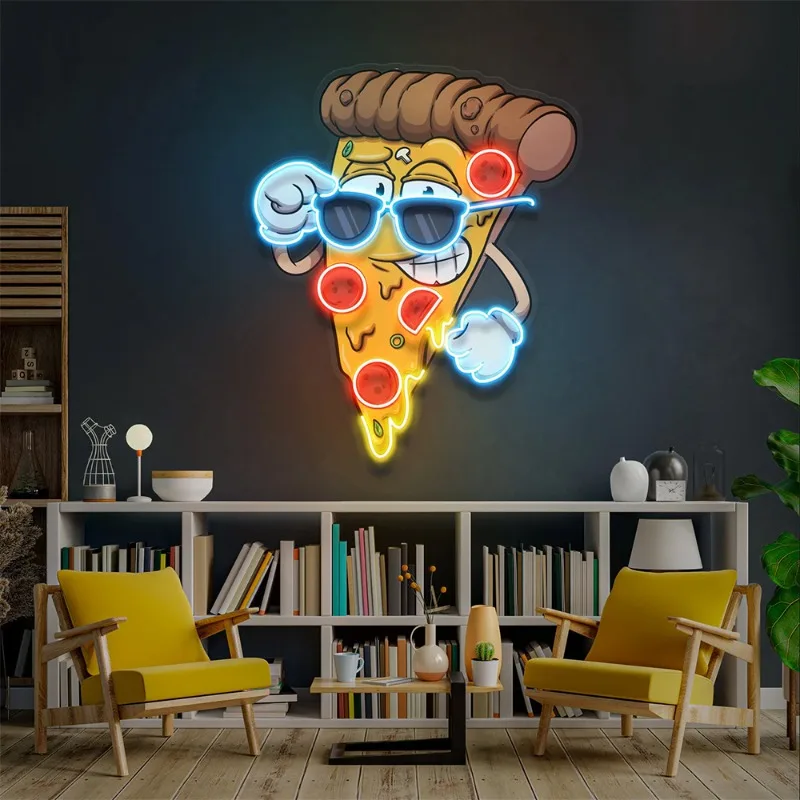 

Cool cartoon pizza Neon sign Custom Led Neon Sign Restaurant Neon light For Living Room Home Bar Wall Decor Bar Logo Lights