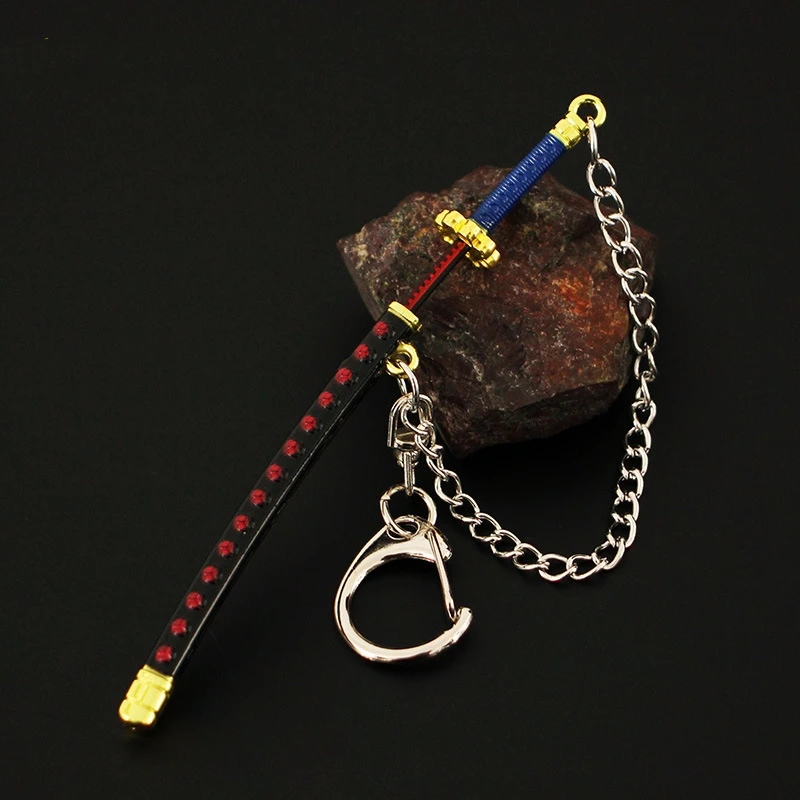 Mini Sword Keychain One Piece 9cm Roronoa Zoro Samurai Anime Scabbard Katana Buckle Key Chain for men women Cosplay Toy Gift 2