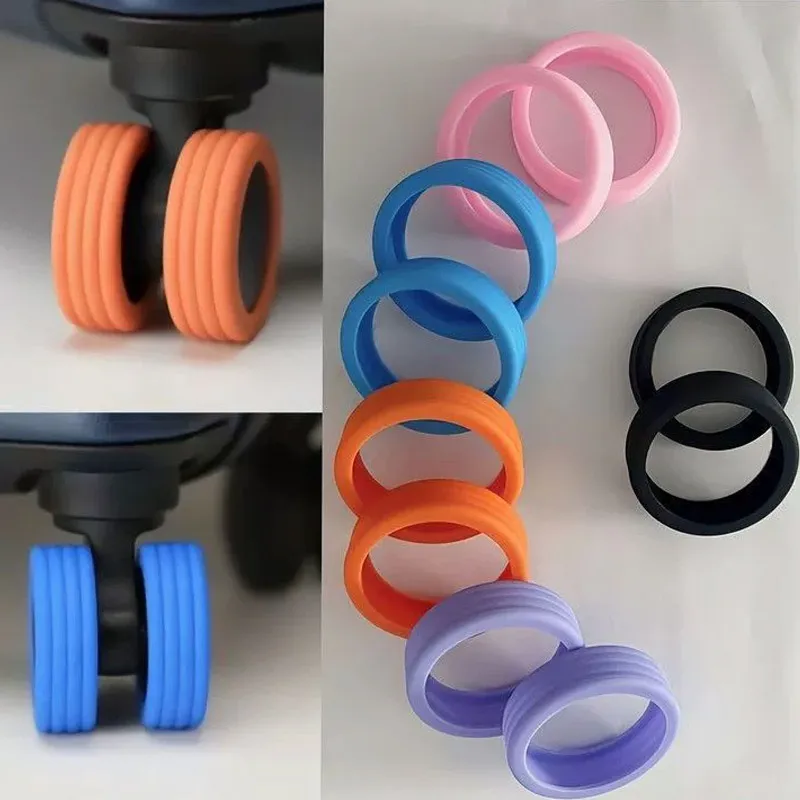 8pcs Luggage Roller Cover Silicone Silent Trolley Wheel Protective Cover Suitcase Wheels Protection Travel Luggage Caster Shoes