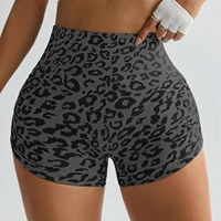 Women Leopard Gym Shorts Athletic Butt Lifting Workout Biker High Waist Yoga Pants Leggins Sports Fitness Short Tights - Image 2