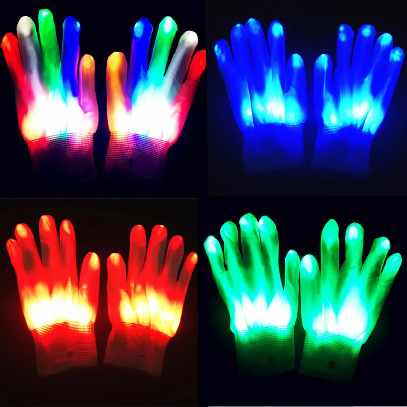 

Party LED Gloves Neon Guantes Glowing Halloween Light Props Luminous Flashing Skull Gloves Stage Costume Christmas Supplies