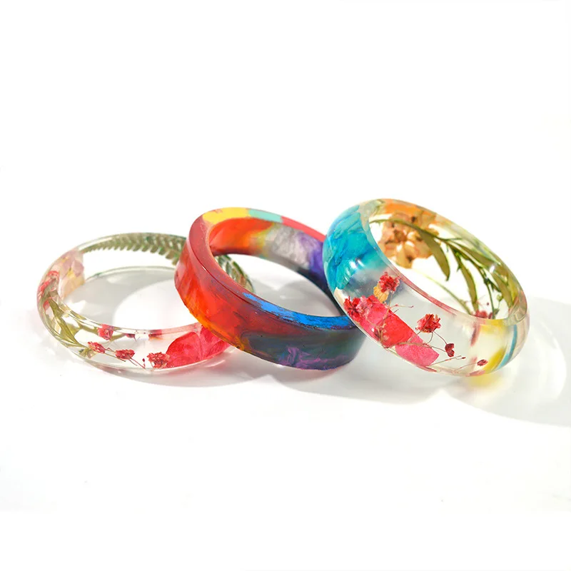 OPEN CUT FLORAL EPOXY ADJUSTABLE CUFF  BRACELET | 80B1532
