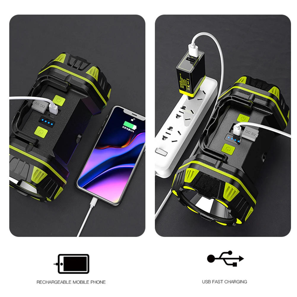 USB 야외 탐조등 LED 캠핑 램프, 방수 야외 휴대용 랜턴
