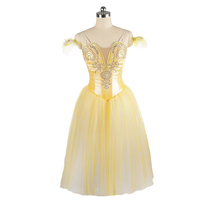 

Eye-pleasing Professional High Quality Custom Size Kids Girls Adult Woman Performance Wear Yellow Colorful Ballet Romantic Tutu