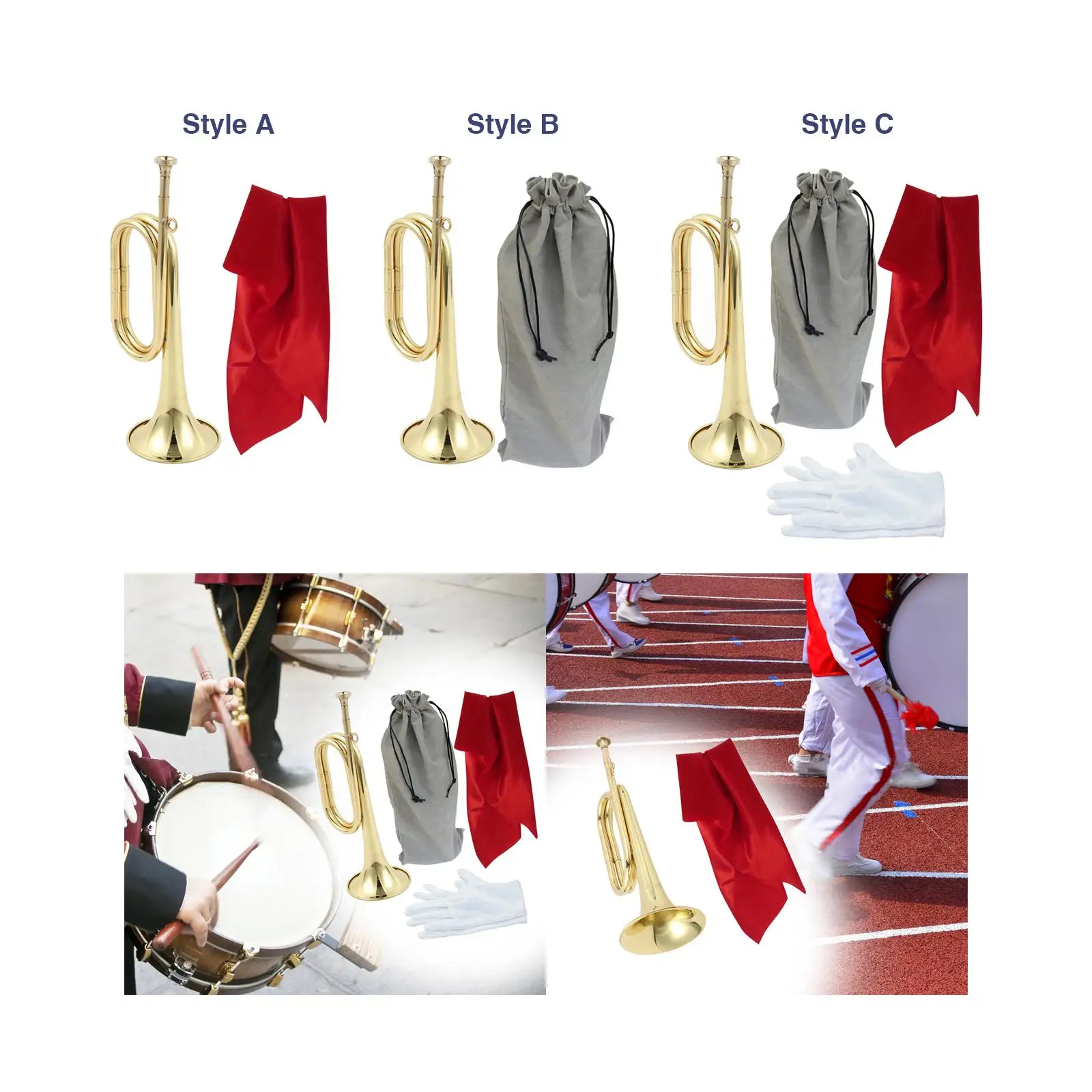 Copper And Brass Bugle for Musical Performance with Mouthpiece for Beginners