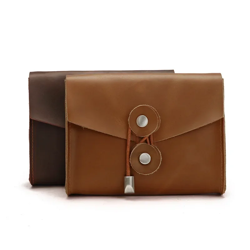 

Retro Cow Leather Charger Storage Bag For Digital Electronic Accessories Power Bank USB Data Cable Large Capacity Travel Pouch