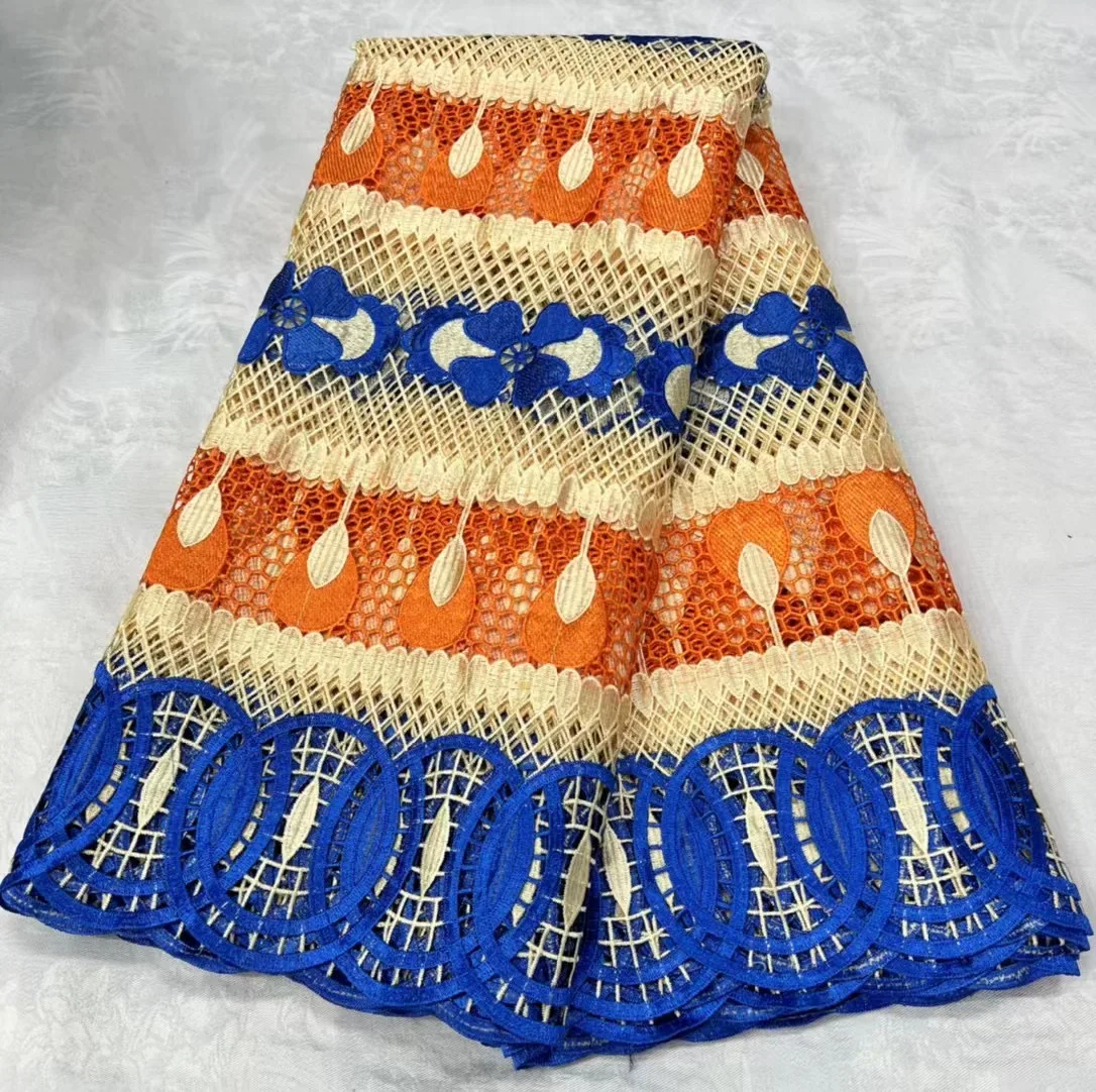 

Вышитая гипюровая кружевная ткань в африканском стиле, шнур, кружевная ткань в стиле шитья, элегантная повседневная случайная традиционная одежда TS1986