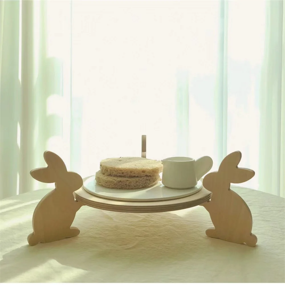 Bunny Rabbit Cake Display Stand Creative Tools Dessert Food Tray Wedding Birthday Cupcake Holder For Children Party Wood Gift