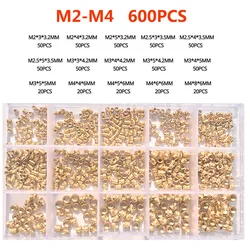 Premium Brass Hot Melt Knurled Nuts - Insert Set with Heat Molding and Double Twill Design (M2 - M4 600pcs)