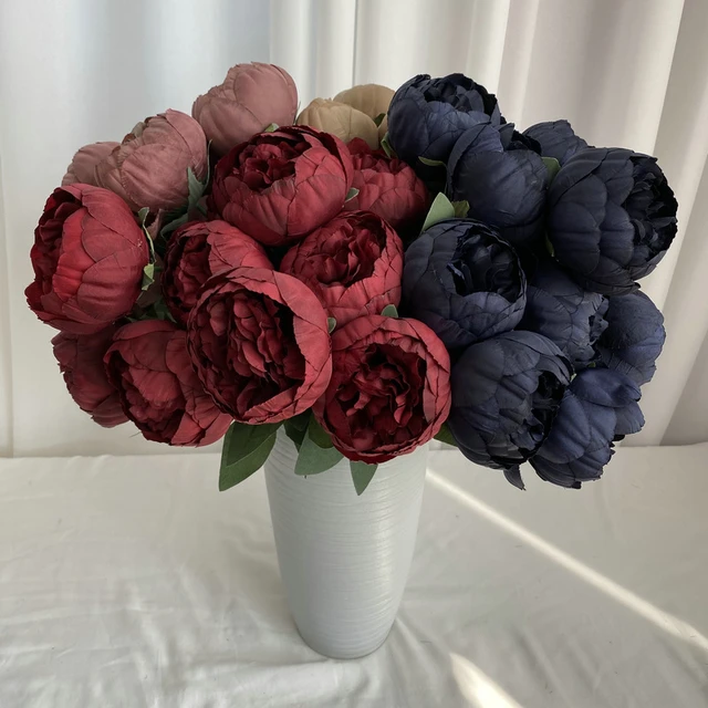 10 Pack  3 Black Artificial Peony Flower Heads