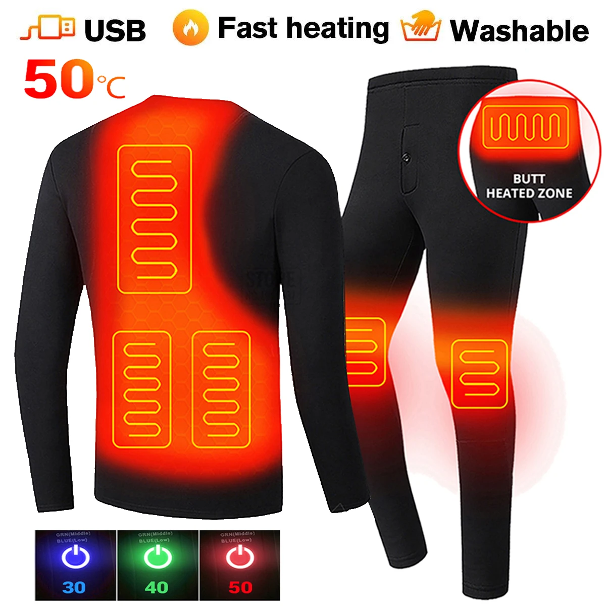 New Heated Motorcycle Jacket Men Women Heated Thermal Underwear Set USB Electric Suit Thermal Clothing For Winter S-5XL