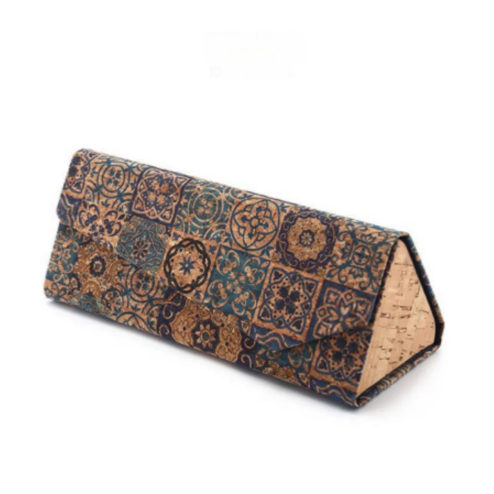Retro Cork Folding Triangle Glasses Case for Men Women Sunglasses Box Portable Travel Glasses Storage Box Eyewear Accessories