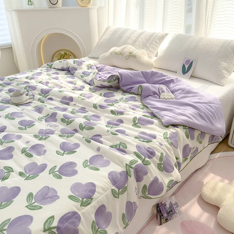 1pc Summer Cute Printed Thin Quilt Conditioning Comforter Kids Adults Girls Soft Breathable Washable Lightweight Cooling Blanket images - 6