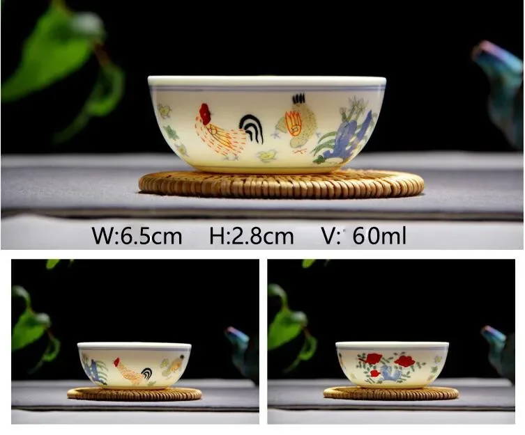 Ming dynasty replica chicken color bucket cylinder cup archaize half hand-painted jingdezhen kung fu tea cups sample tea cup