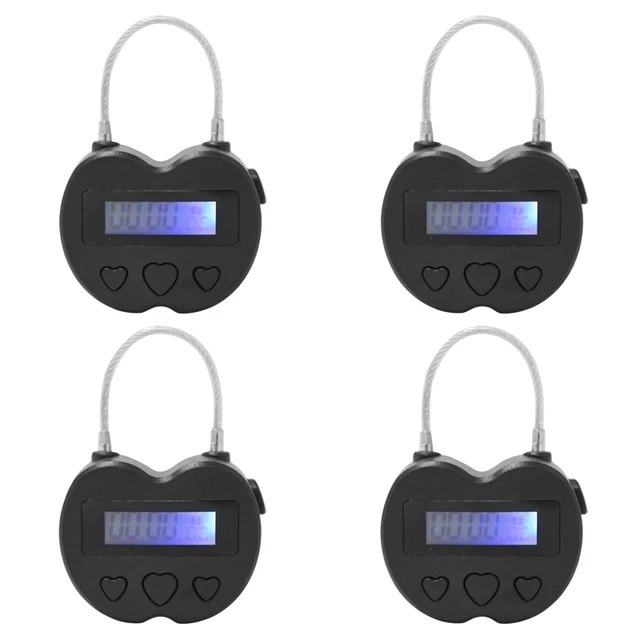4X Smart Time Lock LCD Display Time Lock Multifunction Travel Electronic Timer,USB Rechargeable Temporary Timer Padlock 1