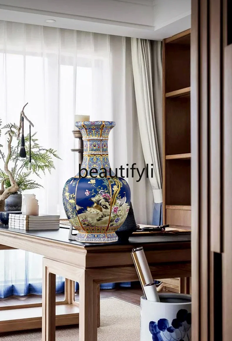 Jingdezhen ceramic cloisonne enamel vase antique home living room new Chinese flower arrangement ornament - Image 2