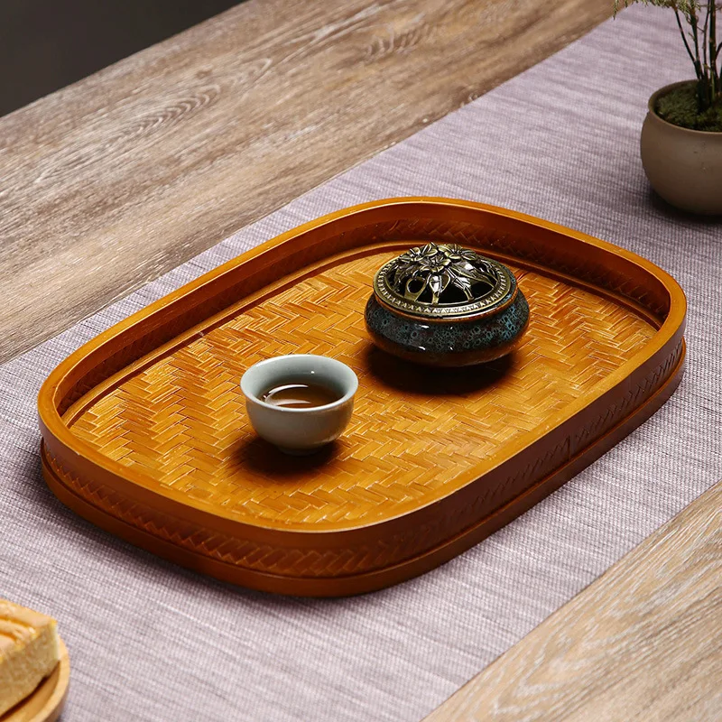 HeMu Bamboo Products Hand Woven Tea Tray, Hotel Tray, Dim sum Home Stay Towel, Vintage Dry Bubble Table